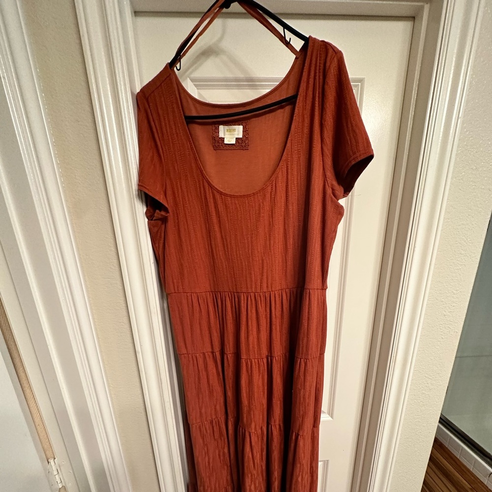 Maeve Gillian Tiered Maxi Dress Dark Orange XL